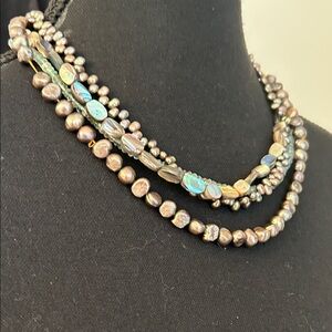 Multi-Strand Pearl and Semi Precious Stones Necklace